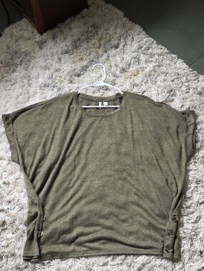 Cato Olive Green Short Sleeve Tunic with Side Button Detail